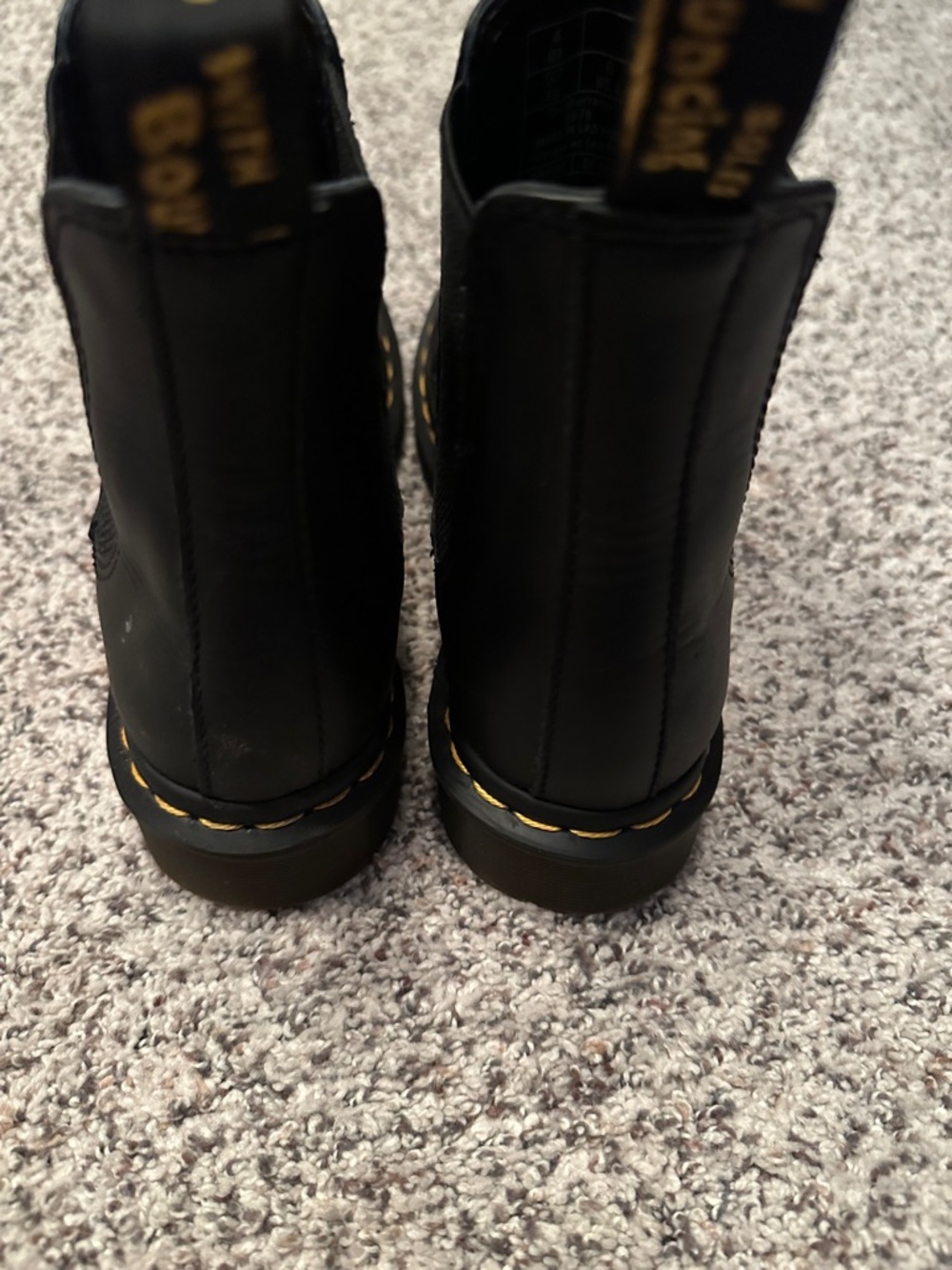 Dr. Martens Black Leather Chelsea Boots with Yellow Stitching - - Picture 5 of 8